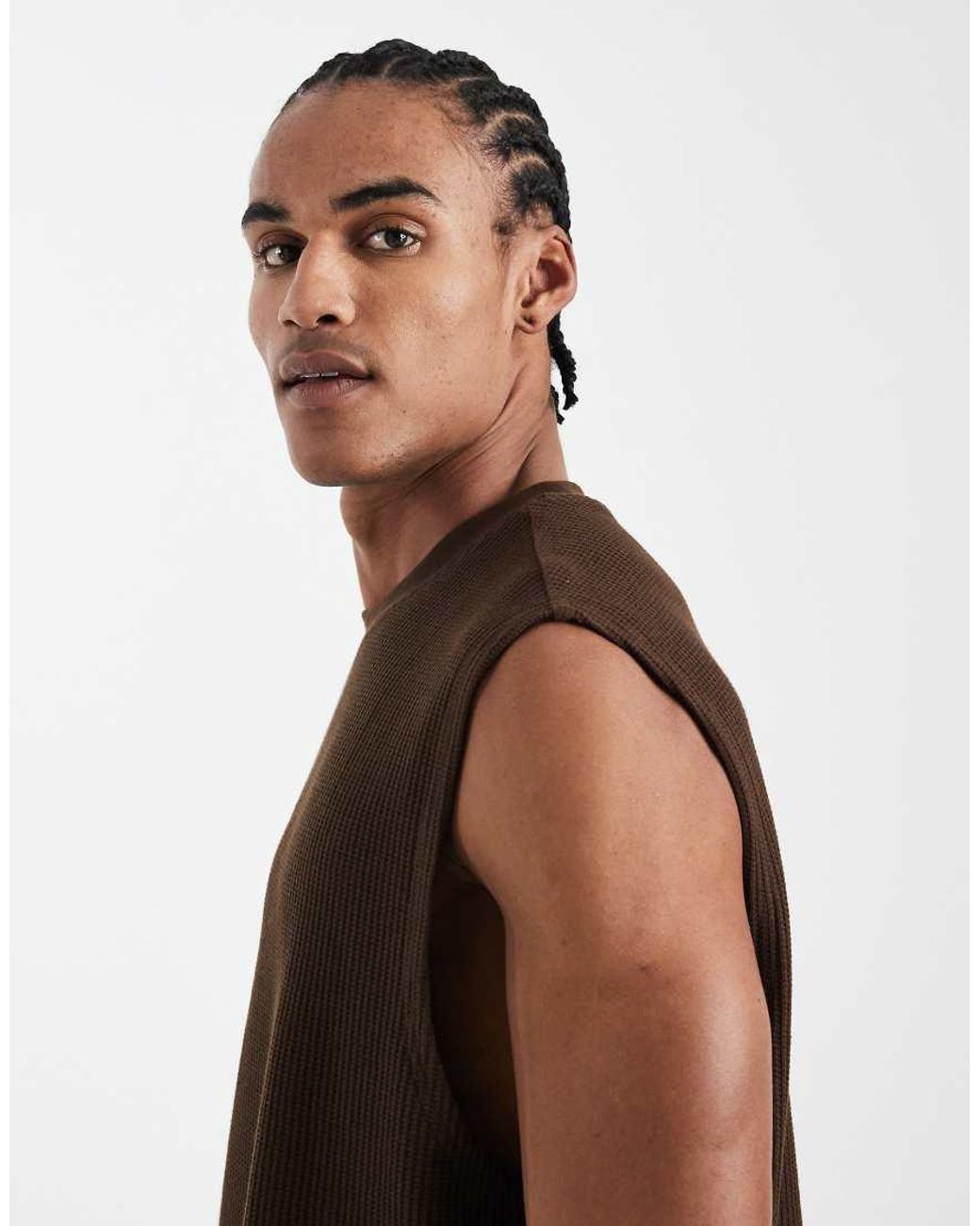 ASOS Brown Heavyweight Oversized Tank for men