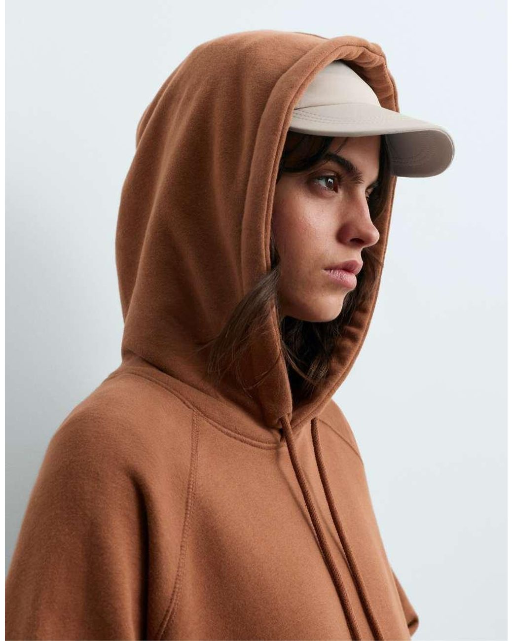 Oysho Brown Cotton-Blend Fleece Hoodie