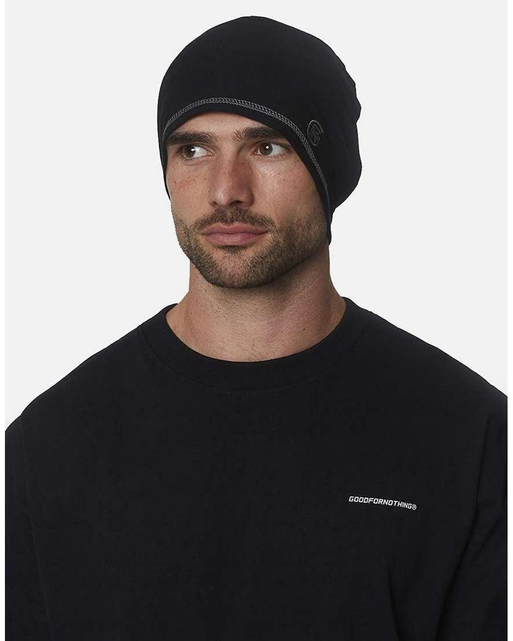 Good For Nothing Black Knitted Active Sports Skully Beanie for men