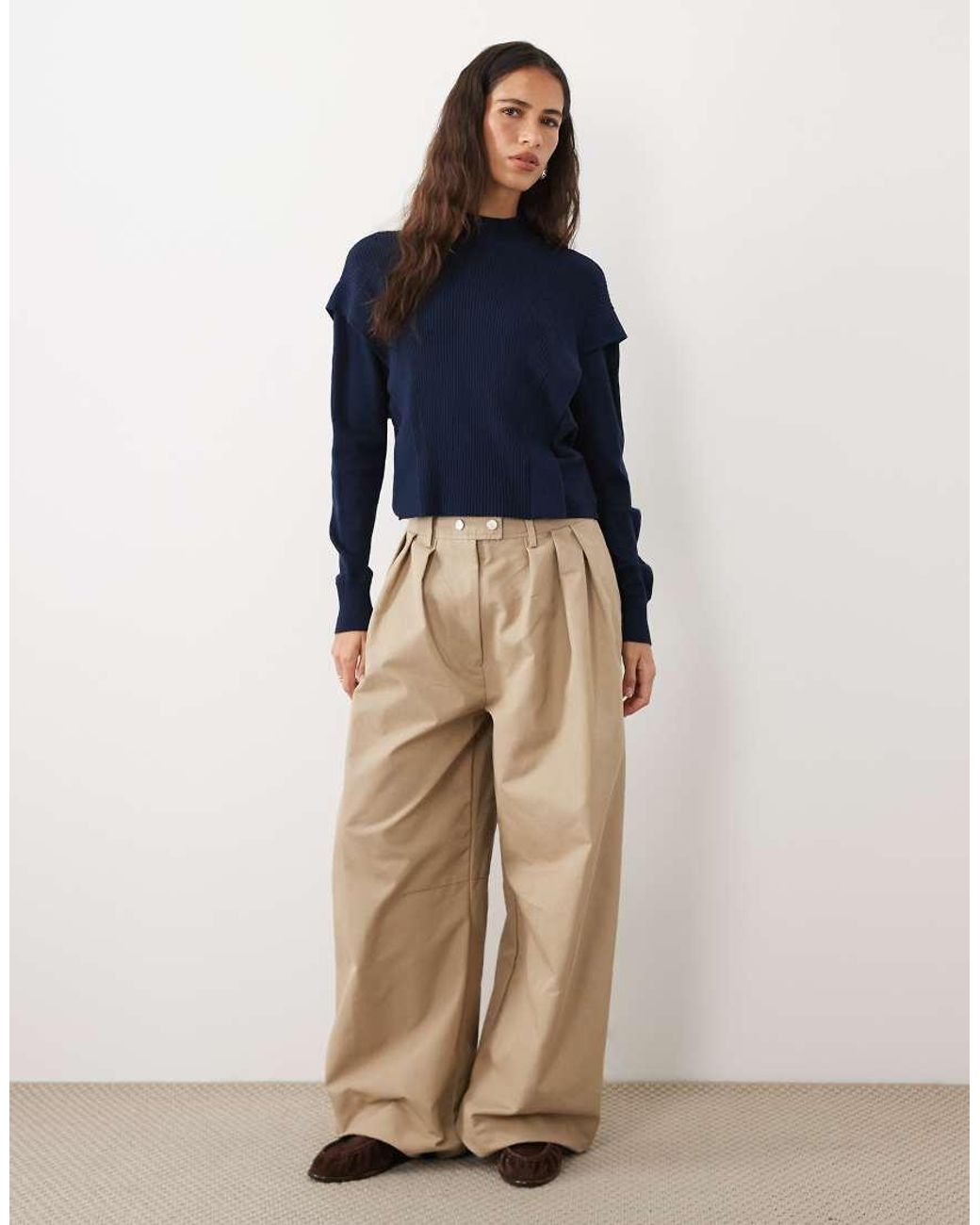 Threadbare Blue Batwing Mock Neck Jumper