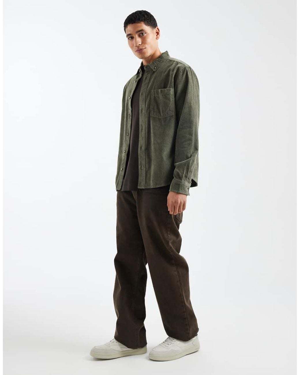 ASOS Green Regular Fit Cord Shirt for men