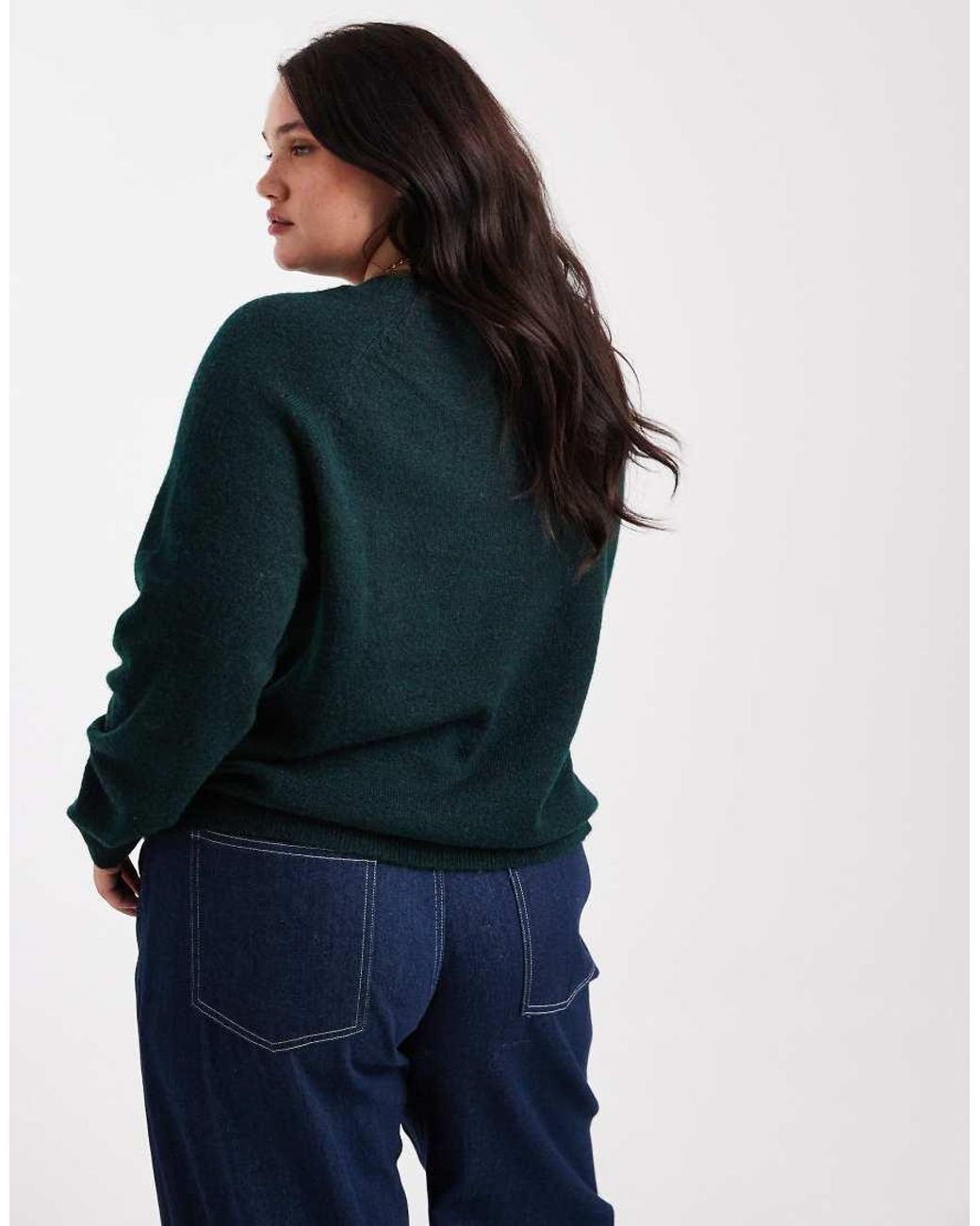Pieces Plus Blue Pieces Curve High Neck Jumper