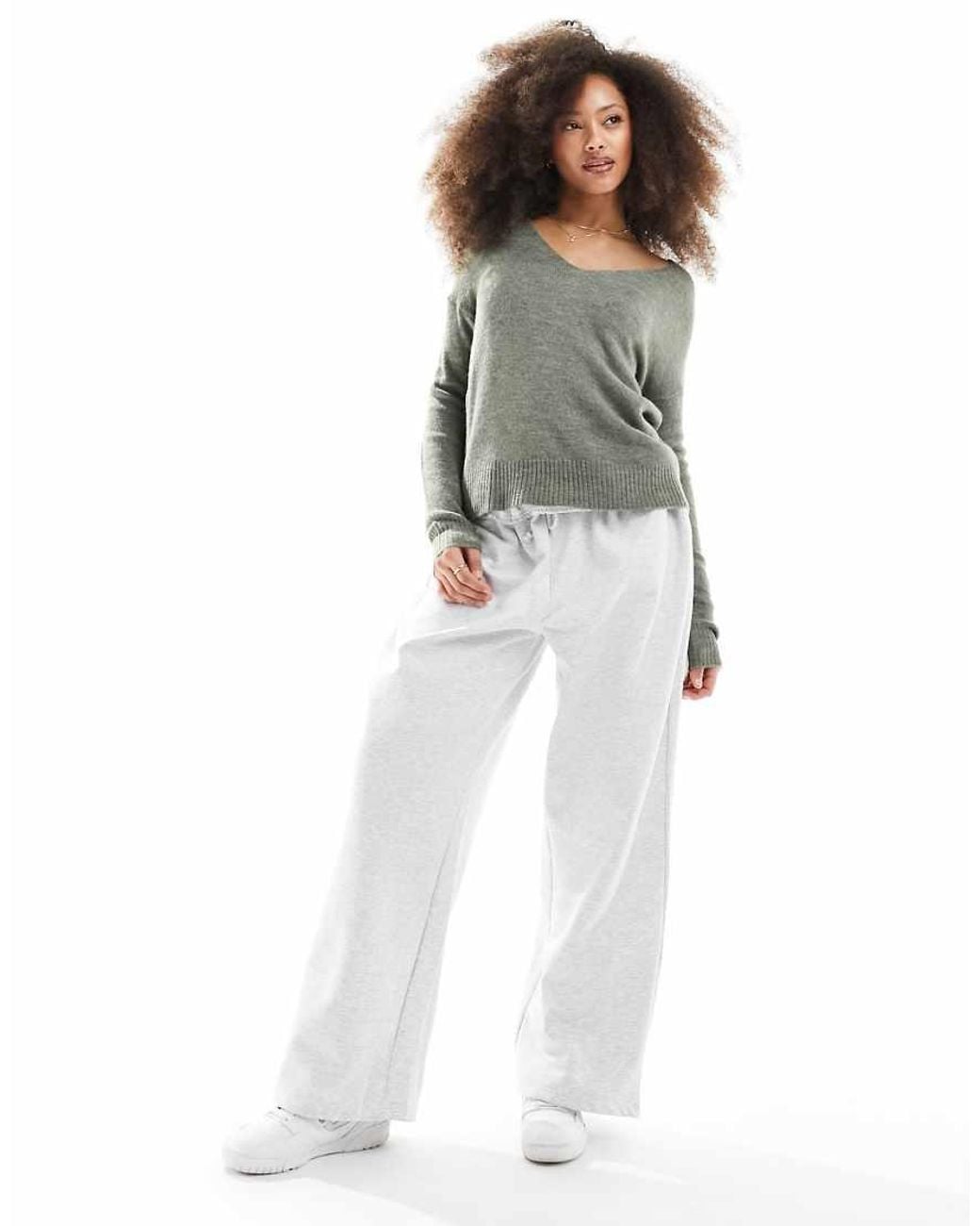 Jdy Gray V Neck Knit Jumper