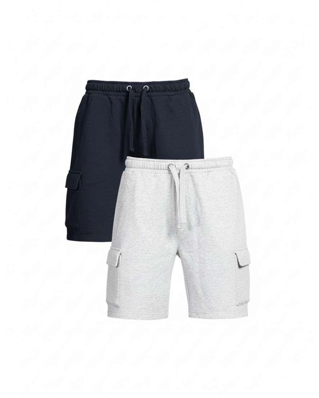French Connection Blue 2 Pack Cotton Blend Jersey Cargo-Style Shorts for men