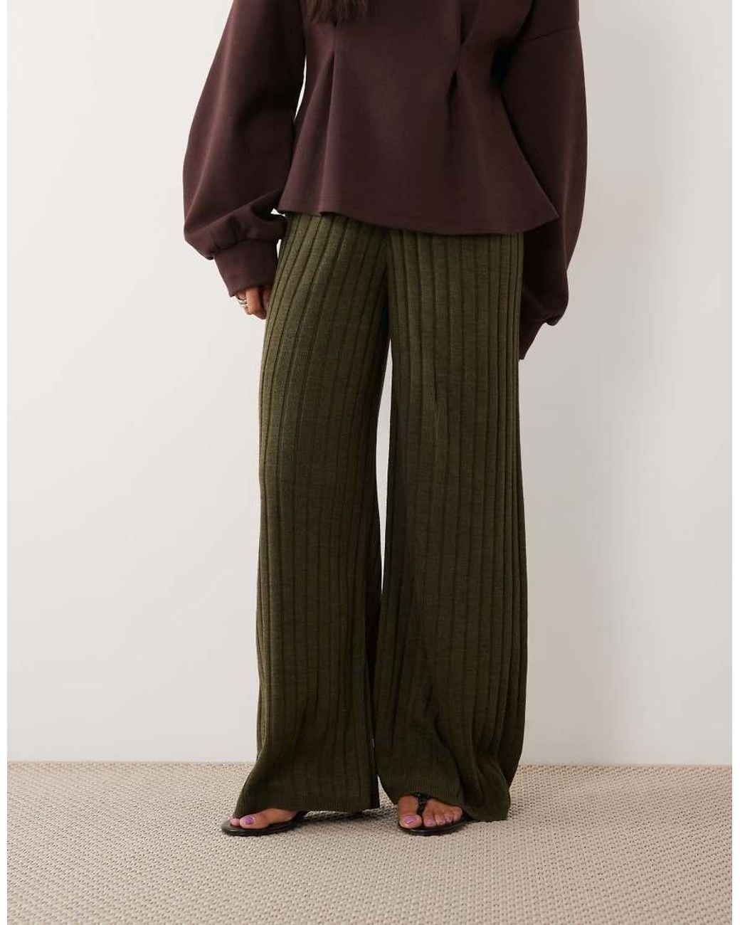 Only Petite Brown Wide Leg Knitted Trousers