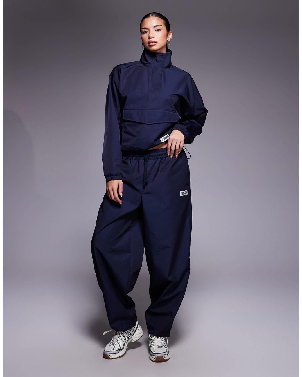 ASOS Weekend Collective Barrel Leg Nylon Trackies in Blue | Lyst