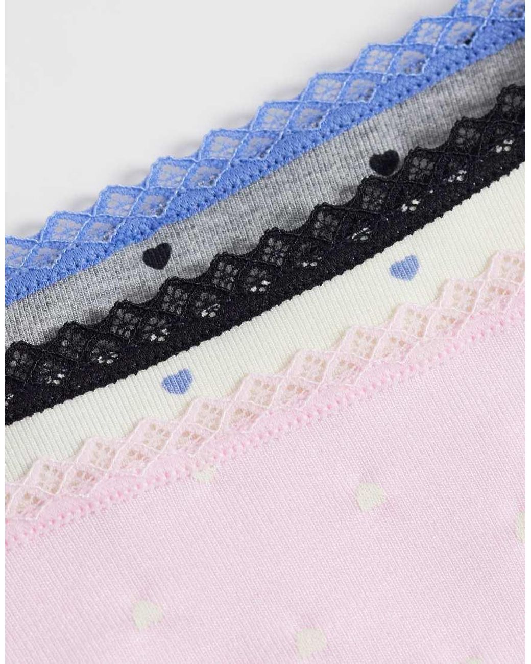 ASOS Gray Faye 3 Pack Heart Print Thong With Lace Trim