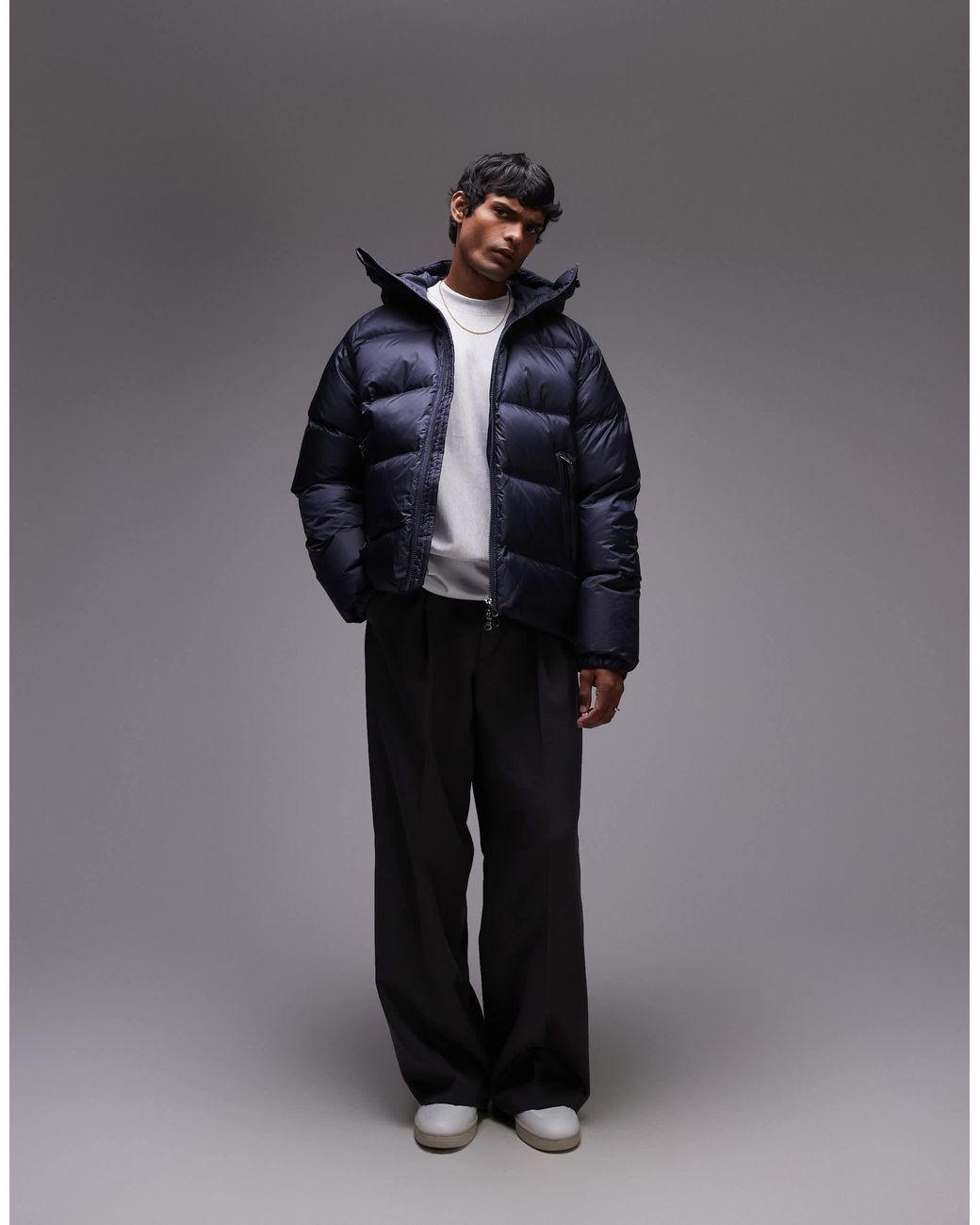 ARKET ジャケット FW24 ネイビーブルー ARKET Sporty Down Jacket With Hood in Blue for Men | Lyst