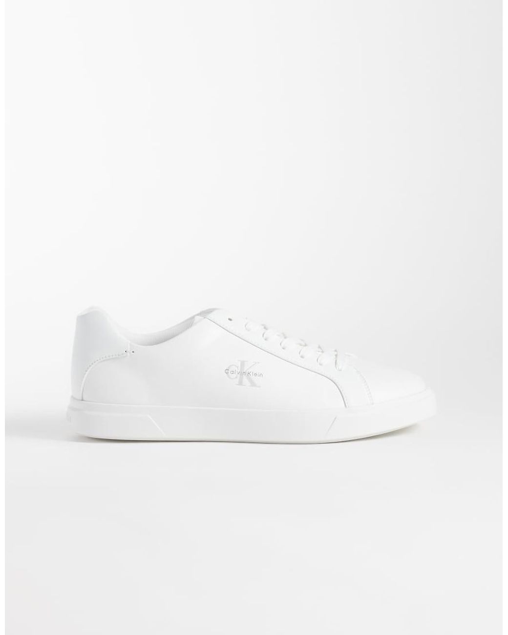 Calvin Klein White Leather Low Profile Cupsole Sneakers for men