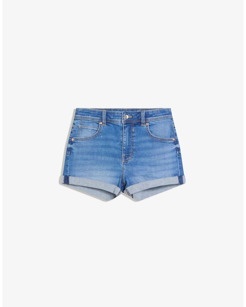 Bershka Blue Denim Roll-up Shorts