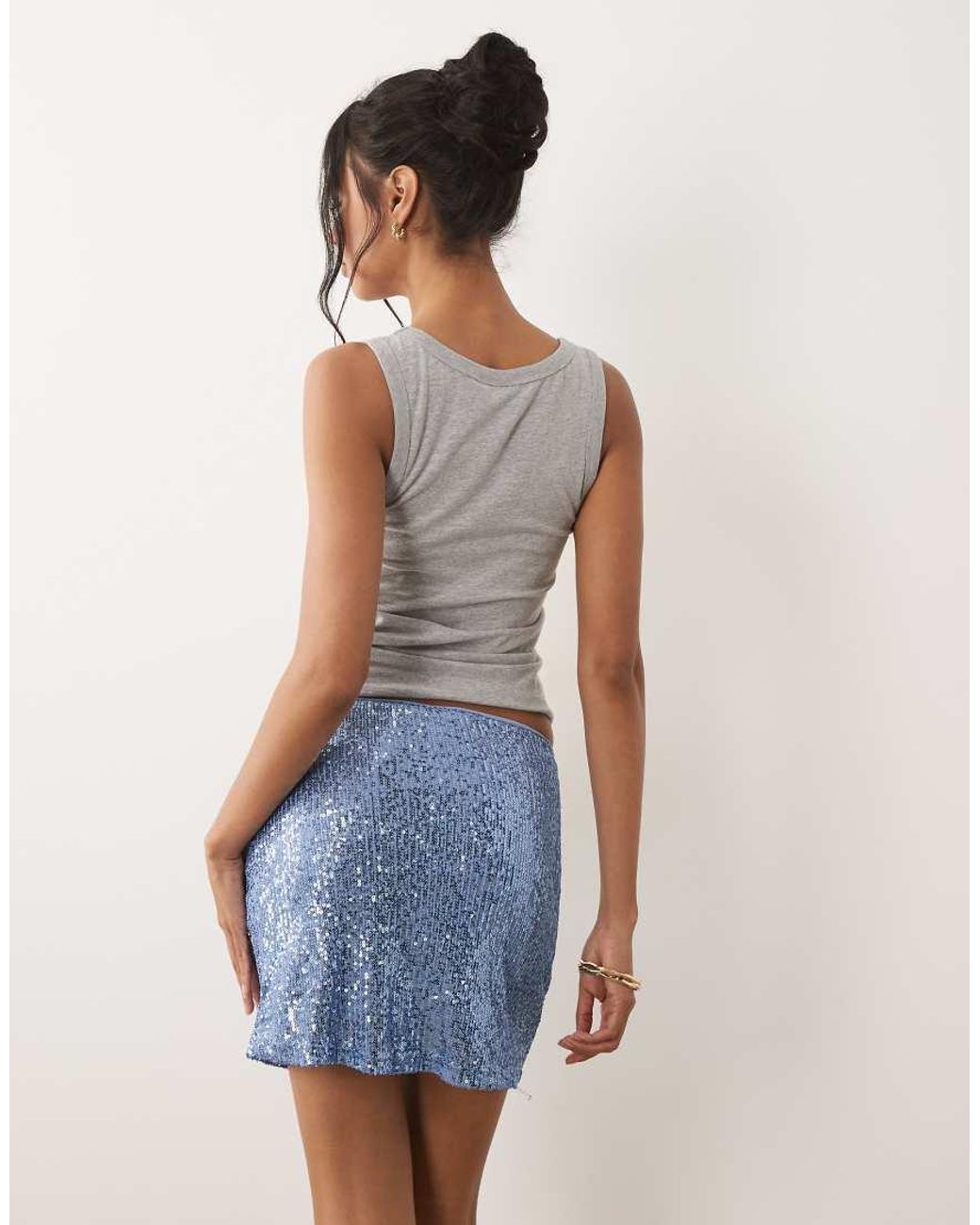 ASOS Blue Sequin Draped Mini Skirt