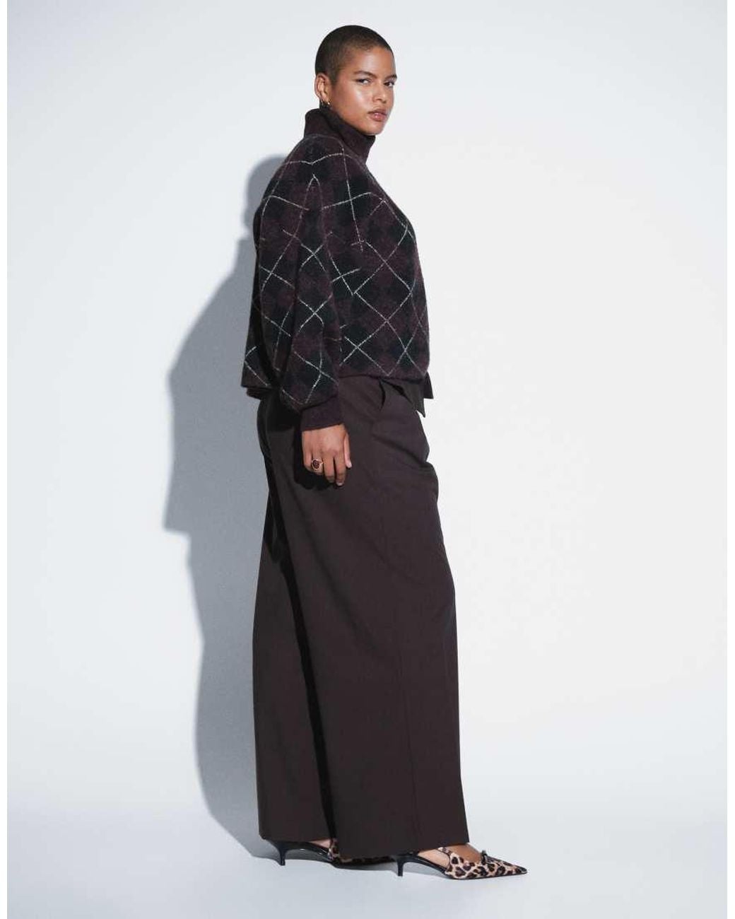 ASOS Black Curve Tailored Fold Over Waist Trouser