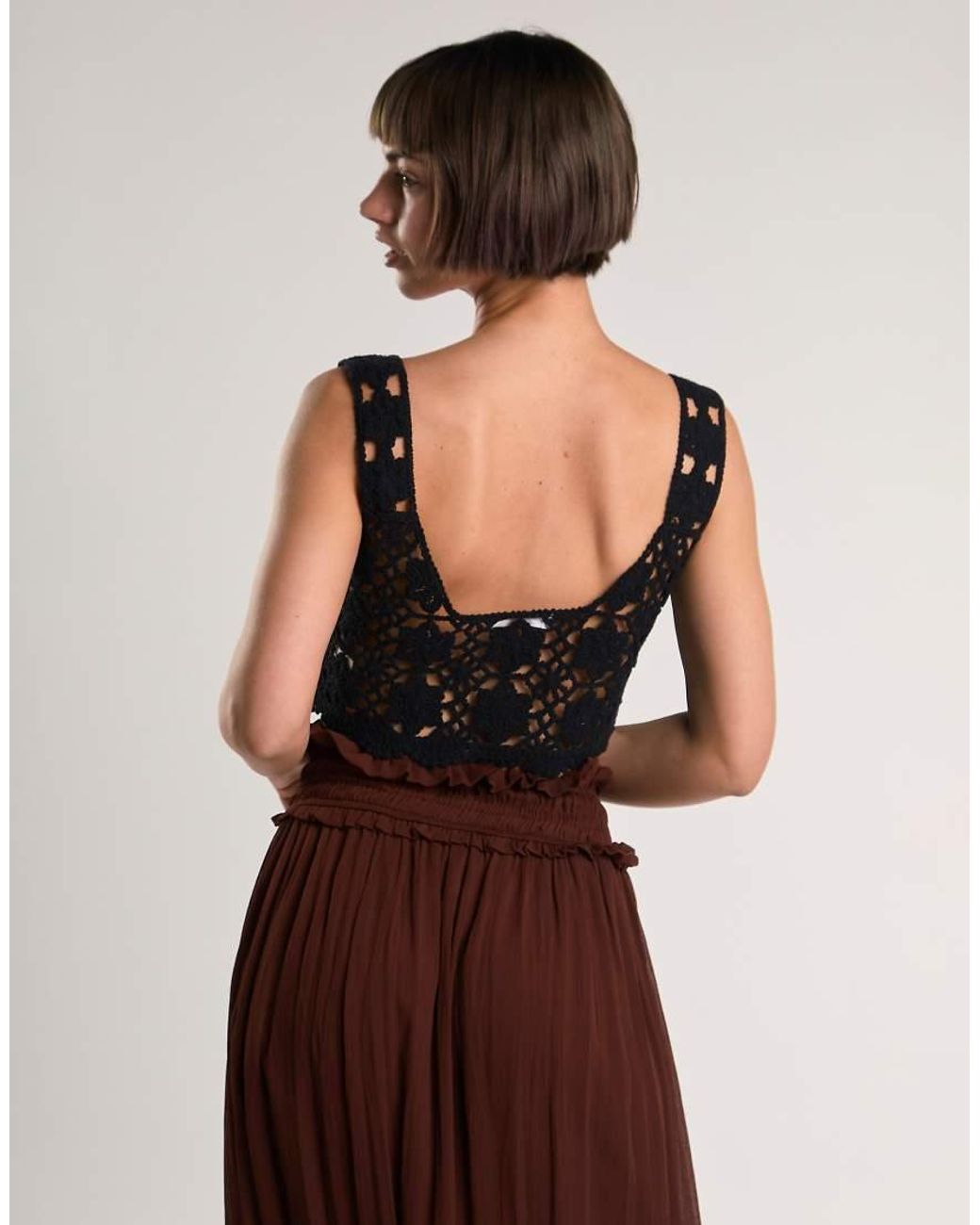 Glamorous Black Crochet Vest Top