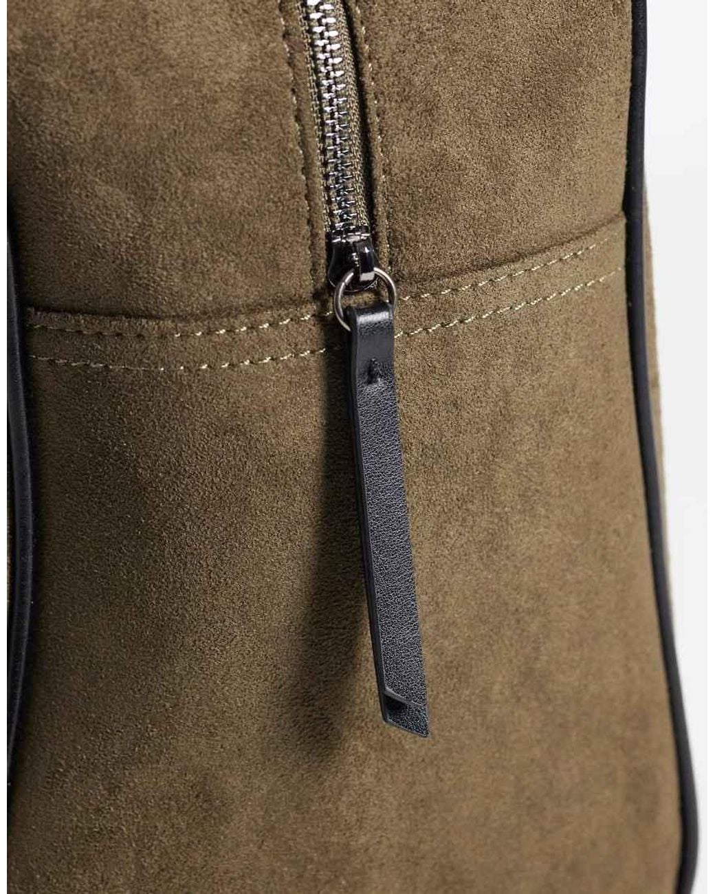 ASOS Green Faux Suede Holdall With Paisley Scarf for men