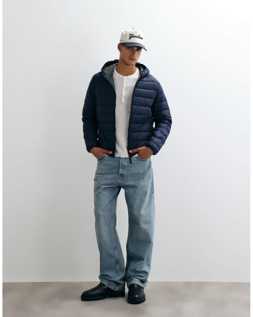 Jack & Jones Blue Down Hooded Puffer Jacket for men