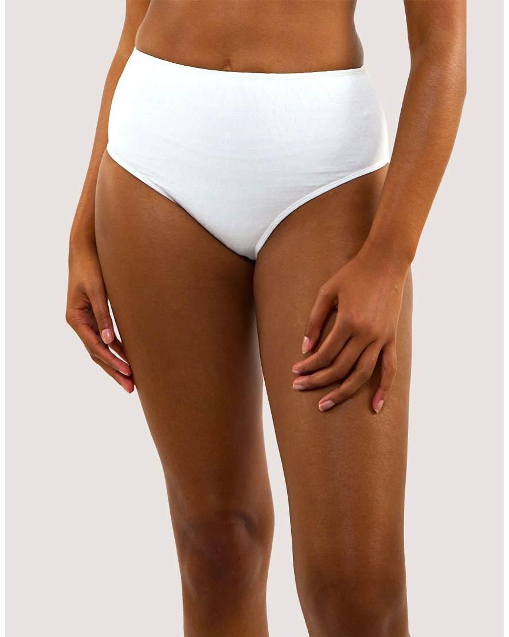 Peek & Beau White Textured High Waisted Bikini Bottom