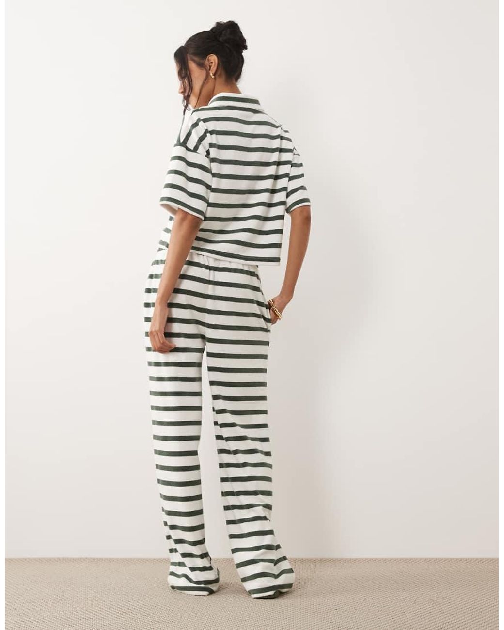 Kaiia White Exclusive Cotton Rich Embroidered Logo Wide Leg Towelling joggers Co-ord