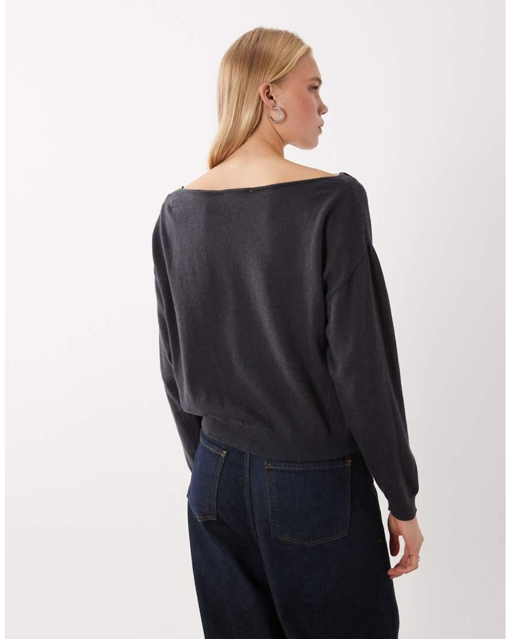 Mango Black Teen Stud Detail Off Shoulder Jumper