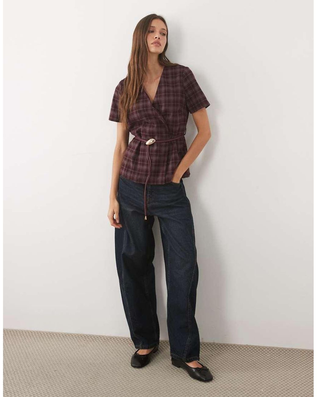 Threadbare Purple Tailored Belted Top