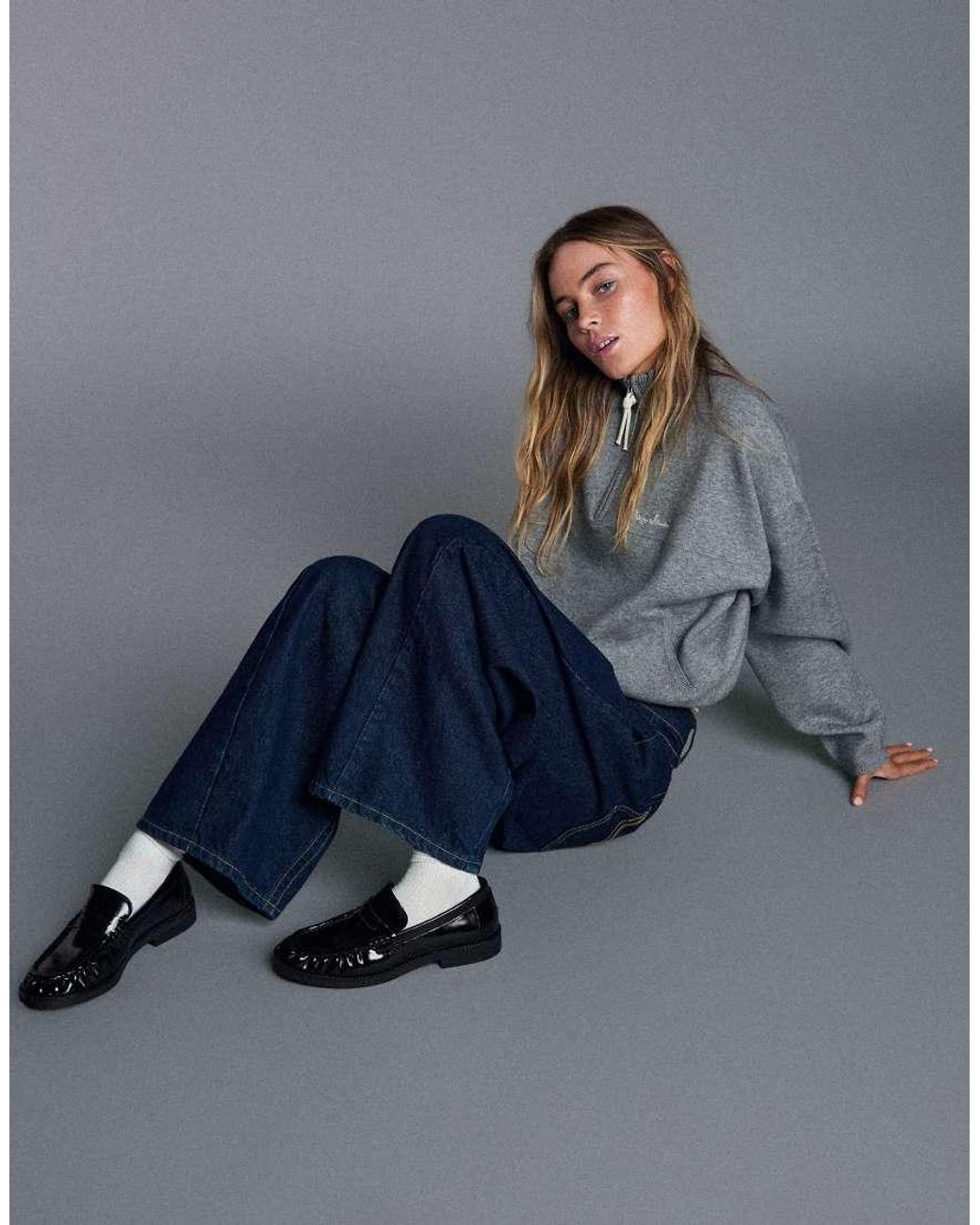 Bershka Blue Ruched Loafers