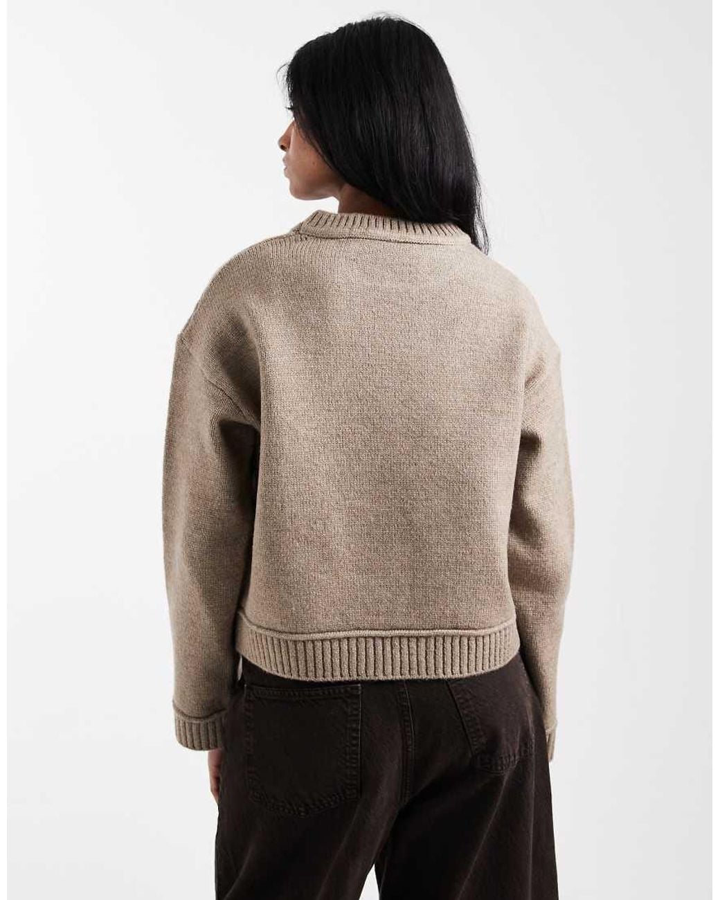 ASOS Gray Knitted Jumper With Wide Rib Detailing