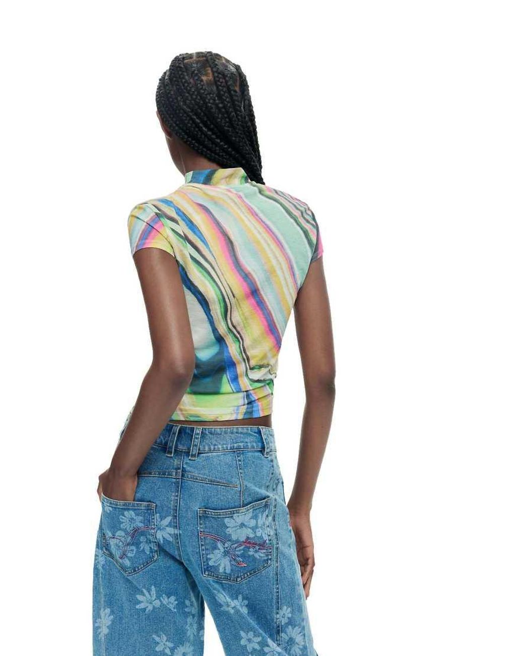 Desigual Blue Printed Wavy T-Shirt