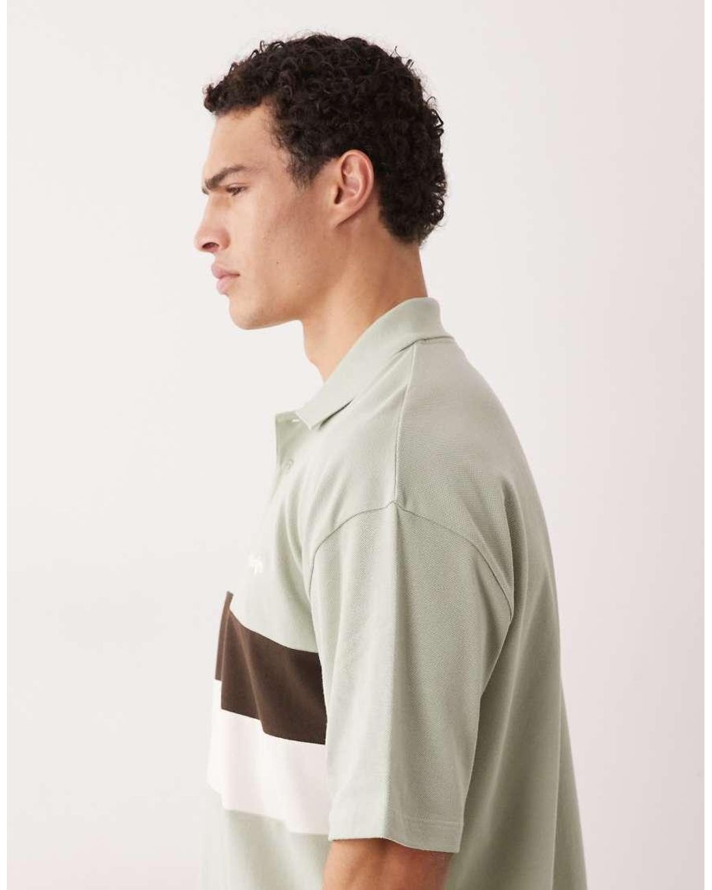 ASOS Green Heavyweight Oversized Stripe Polo for men