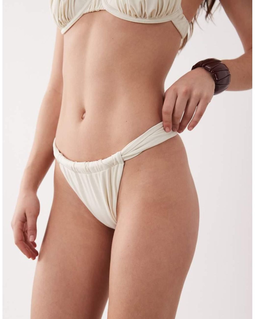 Miss Selfridge Natural Mix And Match High Leg Bikini Bottom