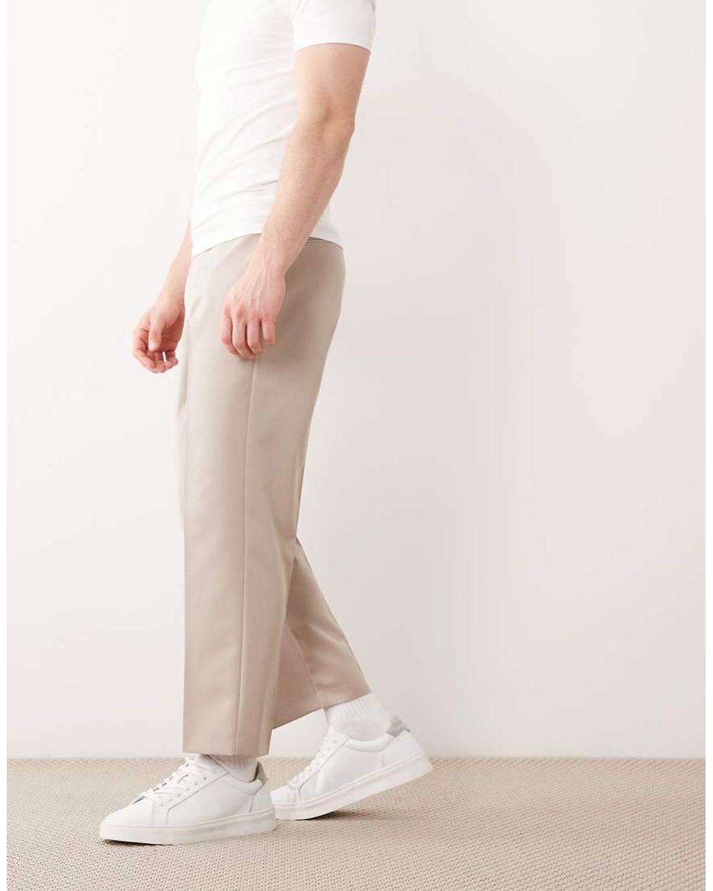 ASOS White Tailored Straight Cropped Trousers for men