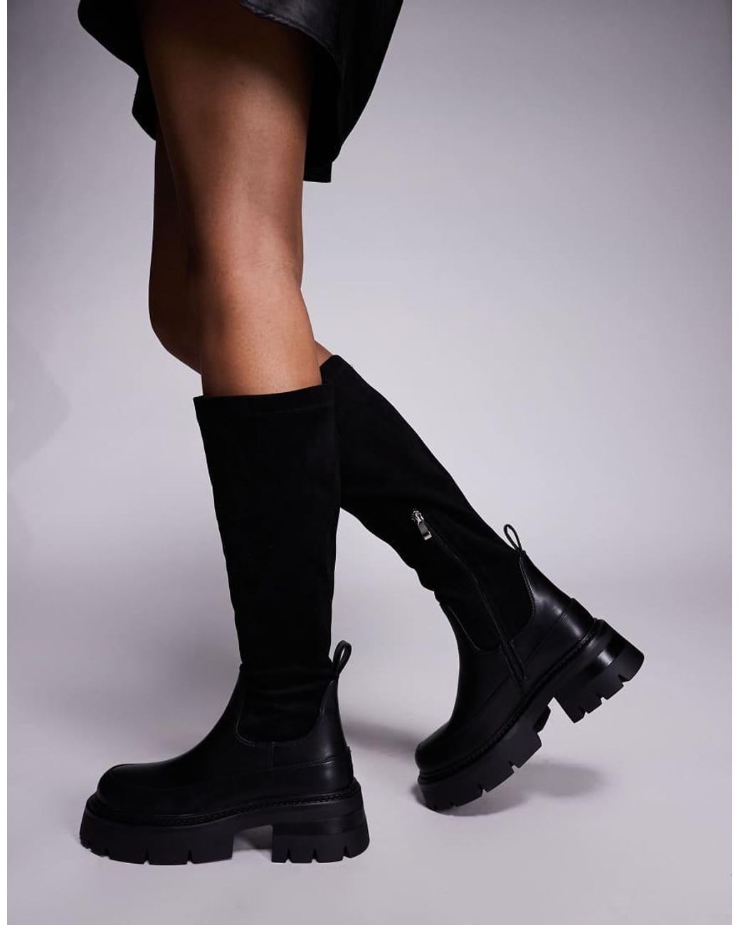 SIMMI Black Simmi London Chorley Knee Boots With Chunky Sole