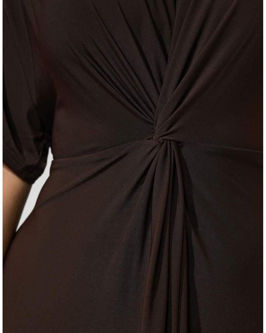 Yours Clothing Brown Knot Front Maxi Dress