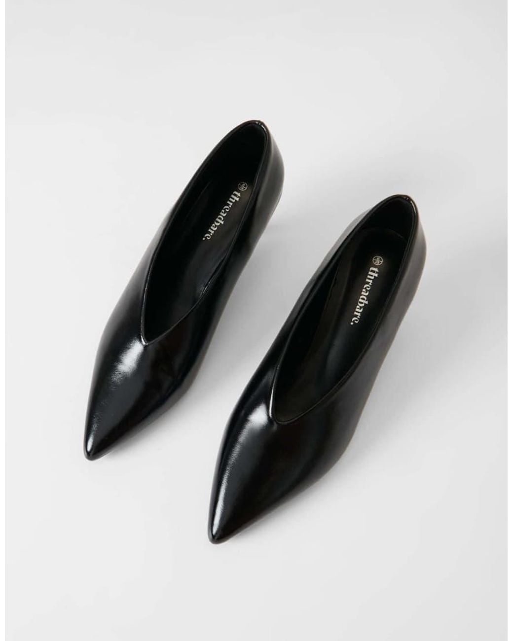 Threadbare Black Pointed Kitten Heels
