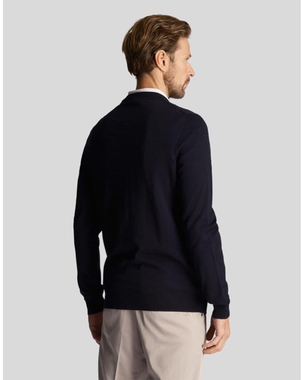 Lyle & Scott Blue Mid Knits Golf Polyblend Crew Neck Pullover for men