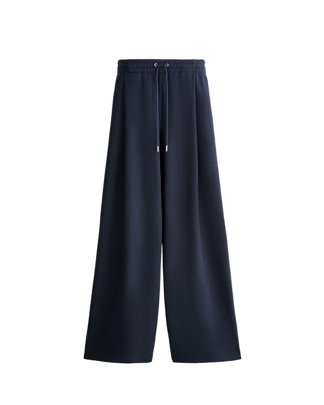 Oysho Blue Wide Leg Piqué Cotton Trousers
