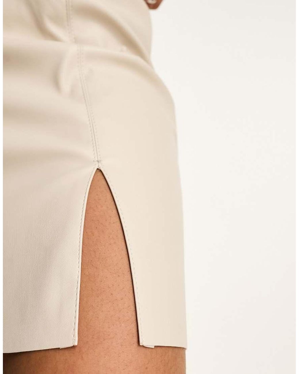 Noisy May Black Faux Leather Mini Skirt With Slit