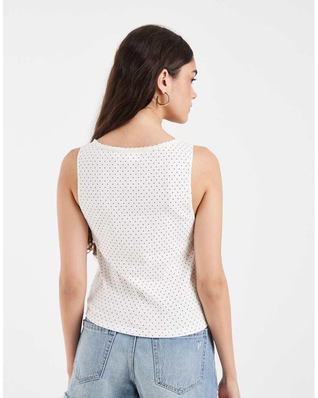 Levi's White Dry Goods Ditsy Print Pointelle Cami Top