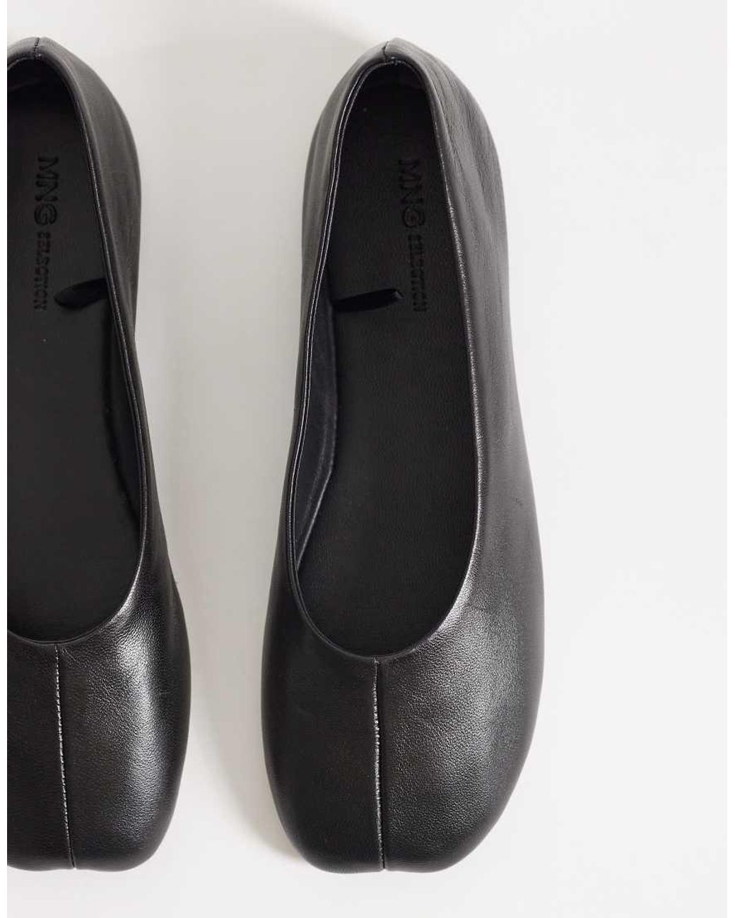 Mango White 100% Leather Ballet Pumps