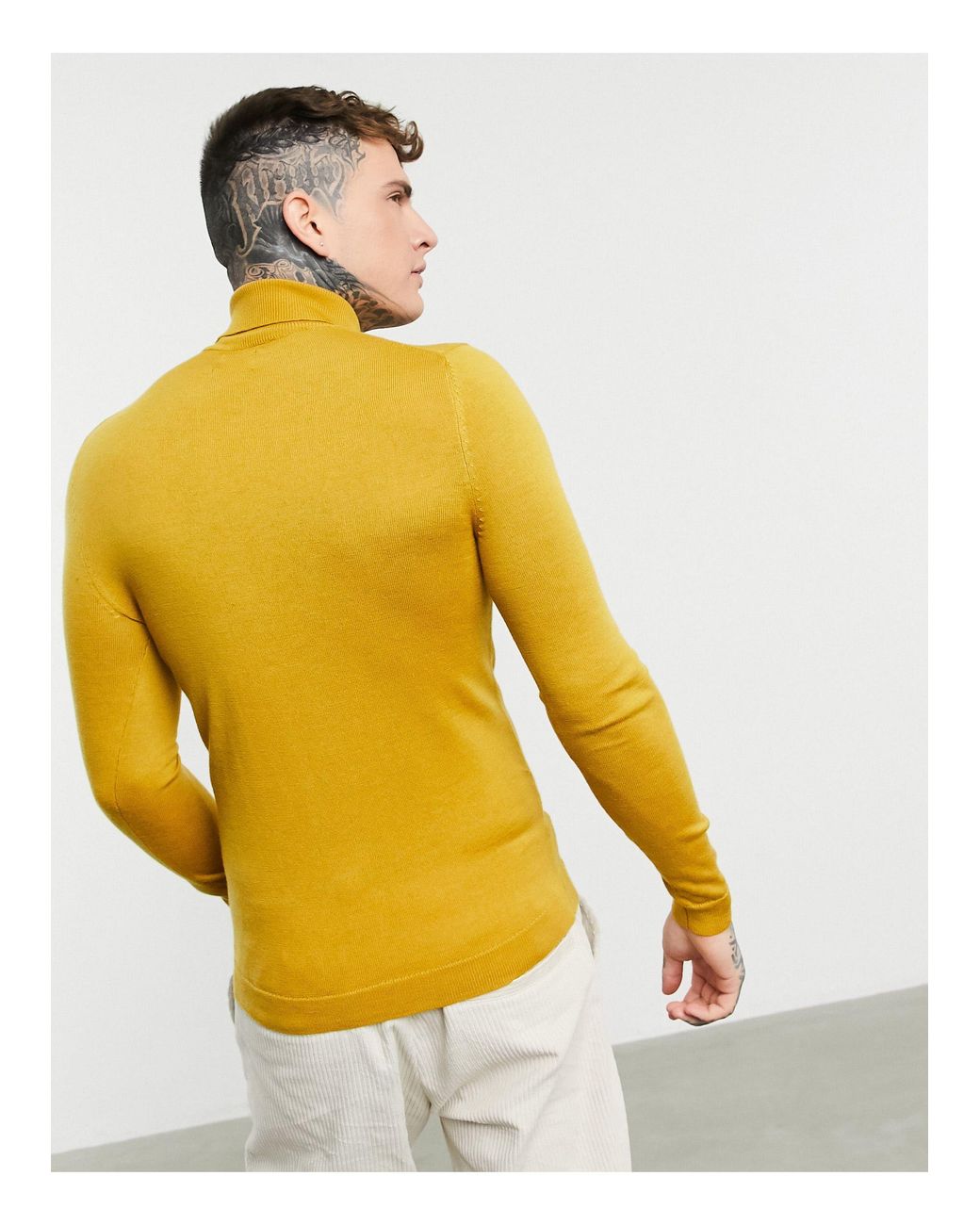 Pull col roulé moulant en laine mérinos - moutarde ASOS pour homme en  coloris Jaune | Lyst