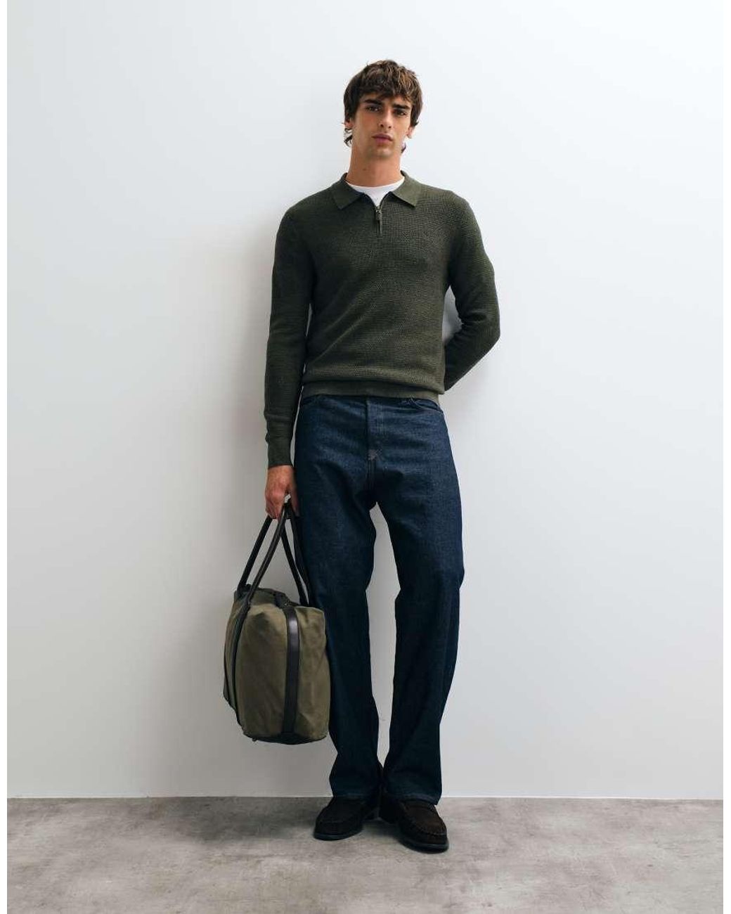 Polo Ralph Lauren Green Icon Logo Polo Merino Waffle Zip Knit Jumper for men
