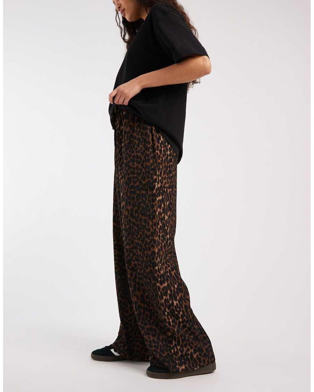 ONLY Black Plissé Wide Leg Pants