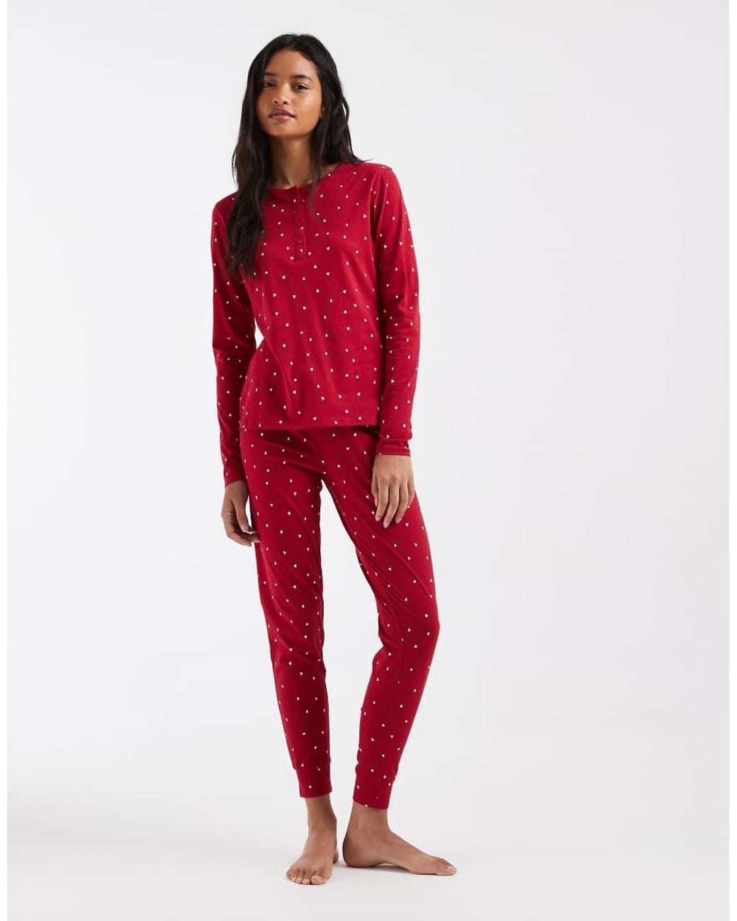 Lindex Red Jersey T-Shirt And Legging Pyjama Set