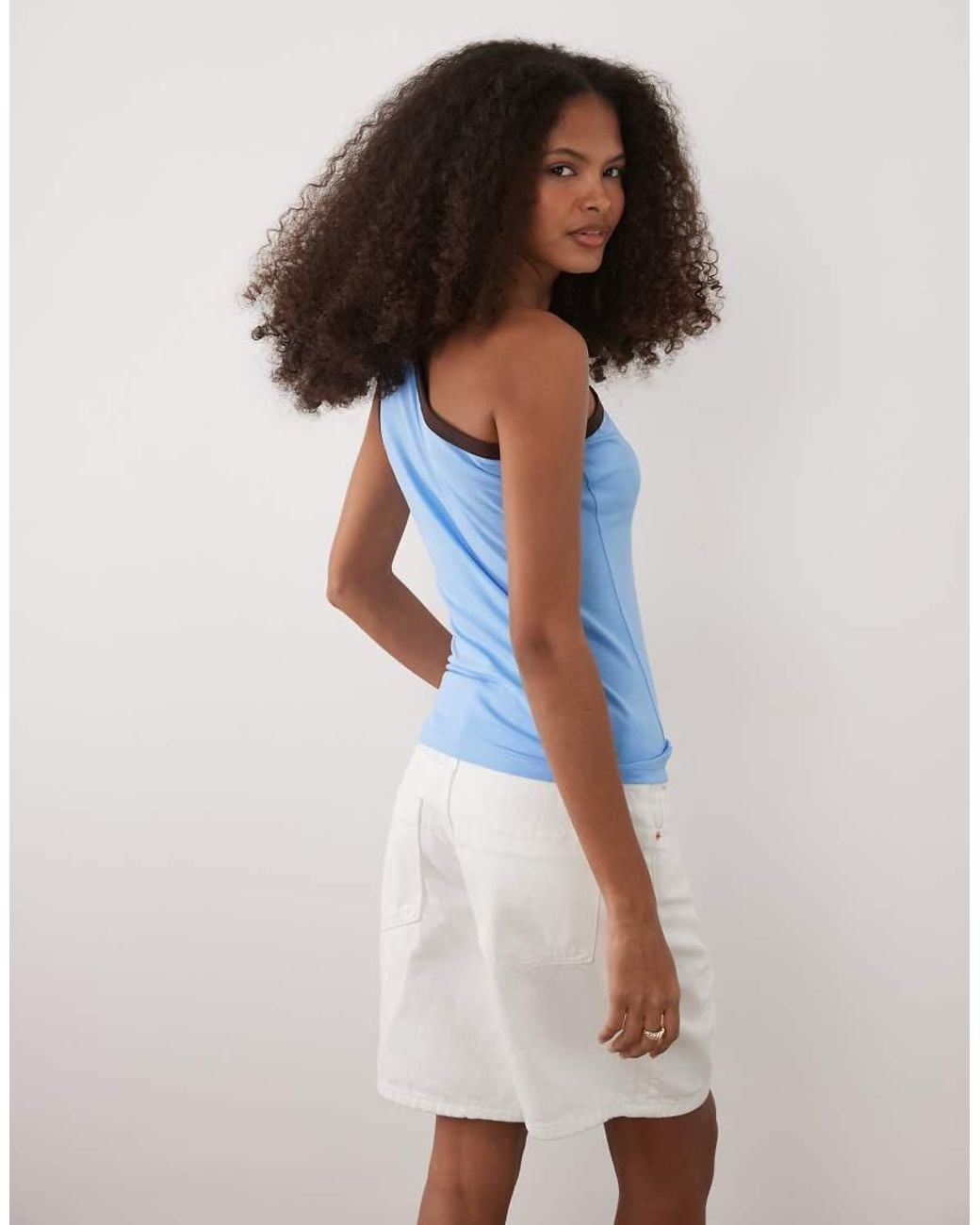 ASOS Blue One-shoulder Ringer Top