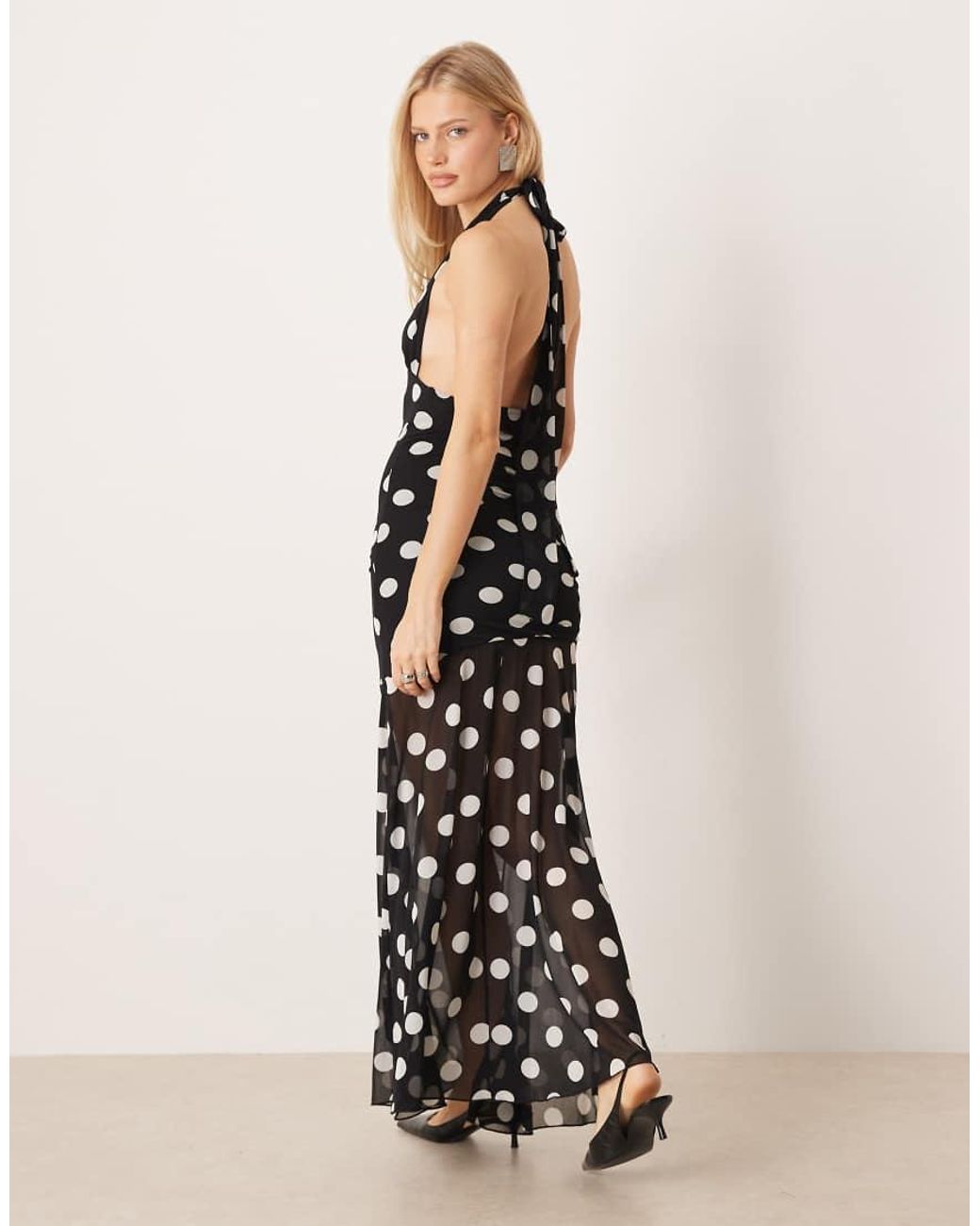 Gina Tricot White Halterneck Dropped Waist Maxi Dress