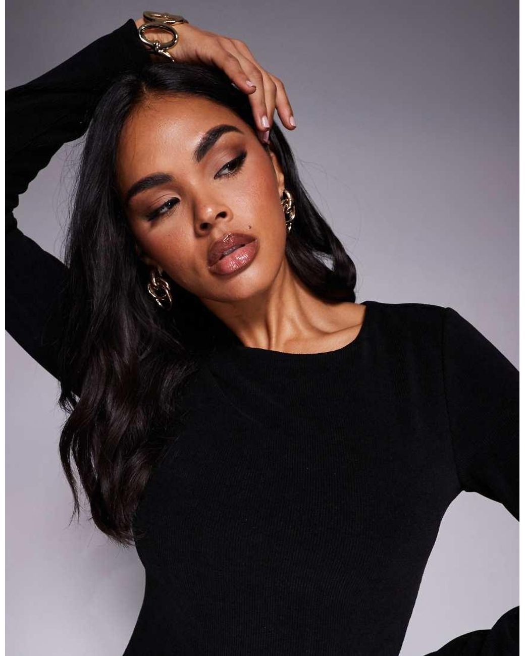 ASOS Black Cord Drop Waist Mini Dress With Pleated Skirt