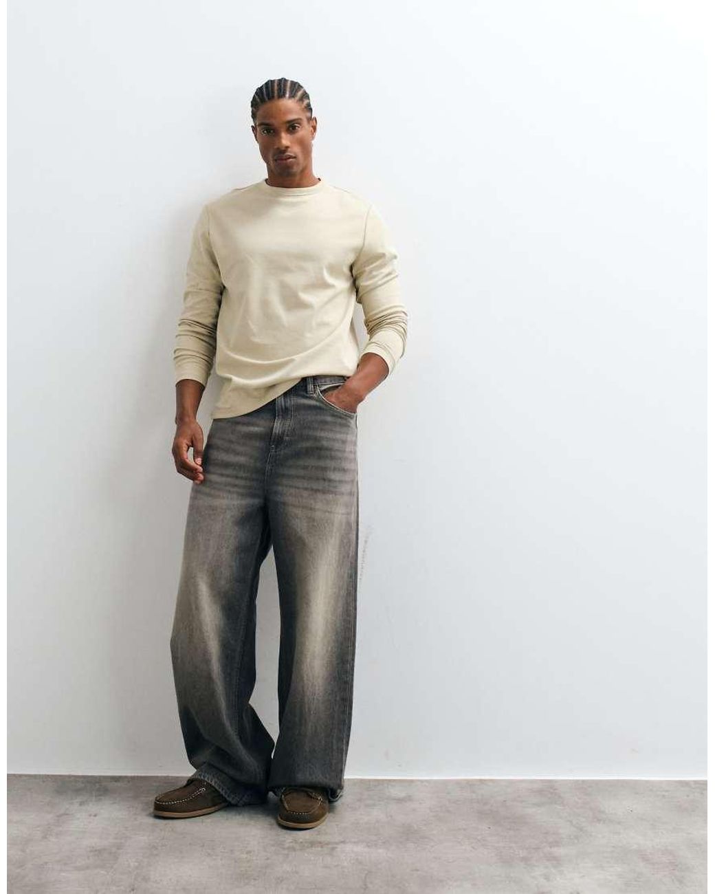 ASOS Natural Breathemax Heavyweight Regular Fit Long Sleeve T-Shirt for men