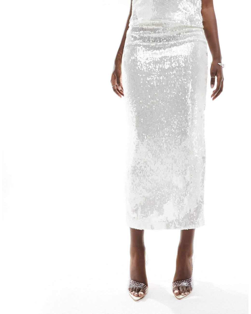 Jupe longue a sequins argent Mango en coloris Metallise Lyst
