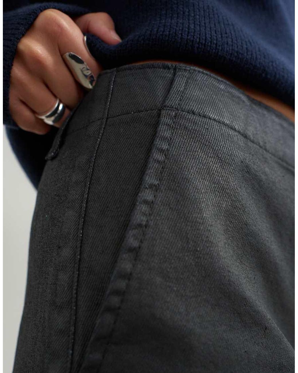 TOPSHOP Blue Denim Low Rise Tailored Coated Pelmet Mini Skirt