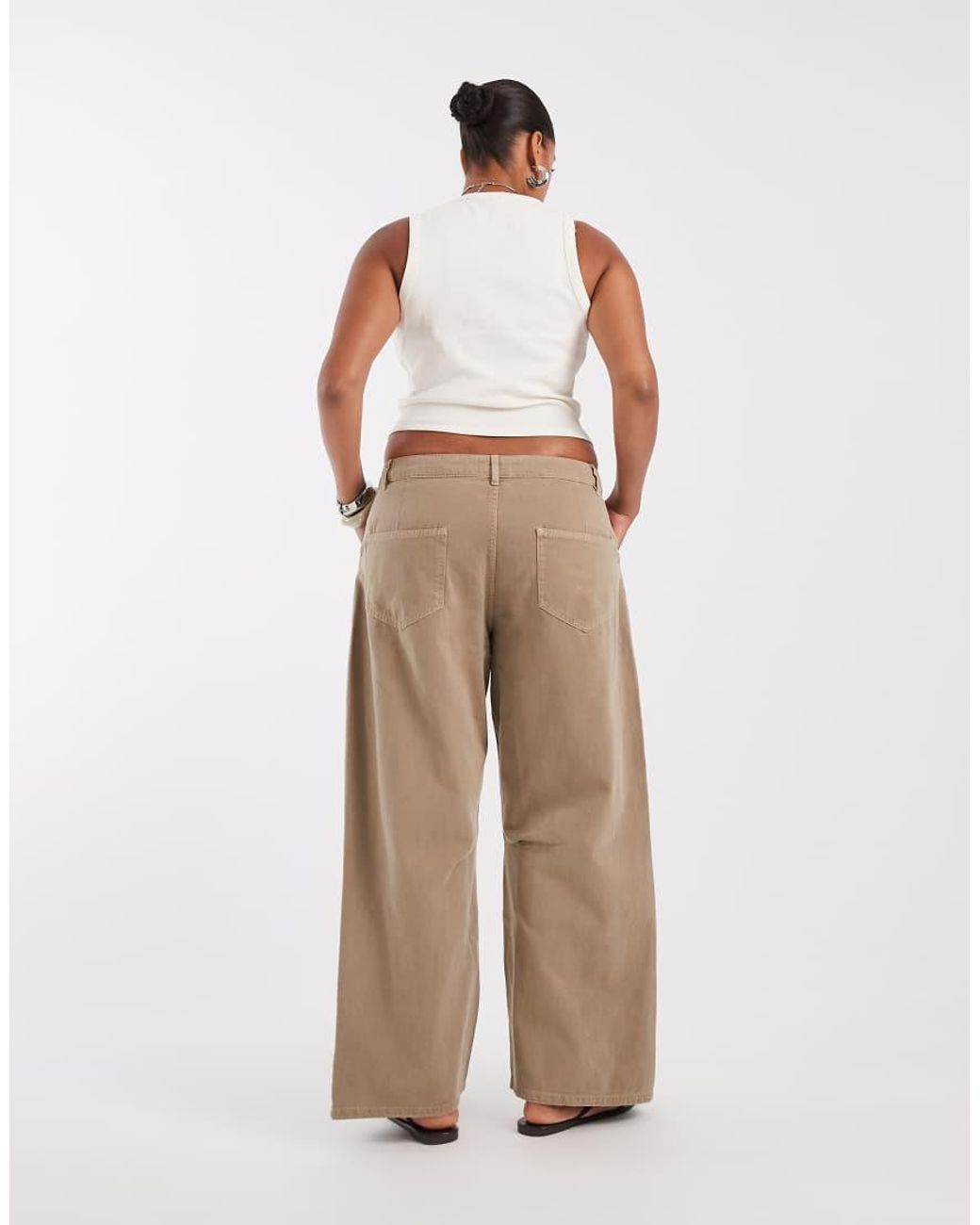 ASOS Brown Asos Design Curve Cargo Trouser With Knee Seams