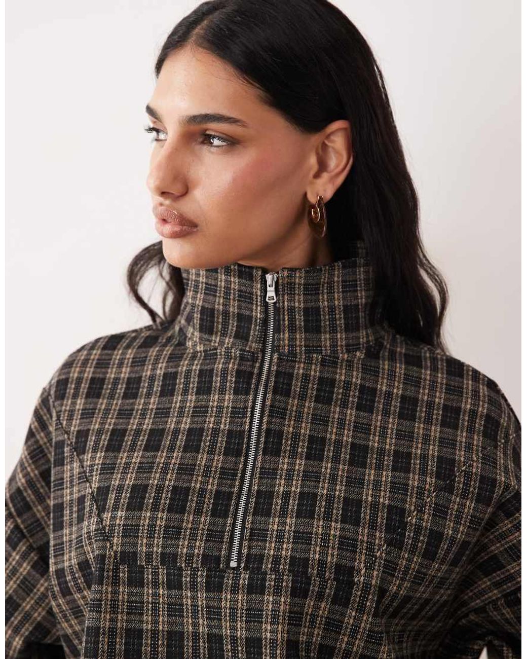 ASOS Brown Brushed Half Zip Windbreaker Jacket