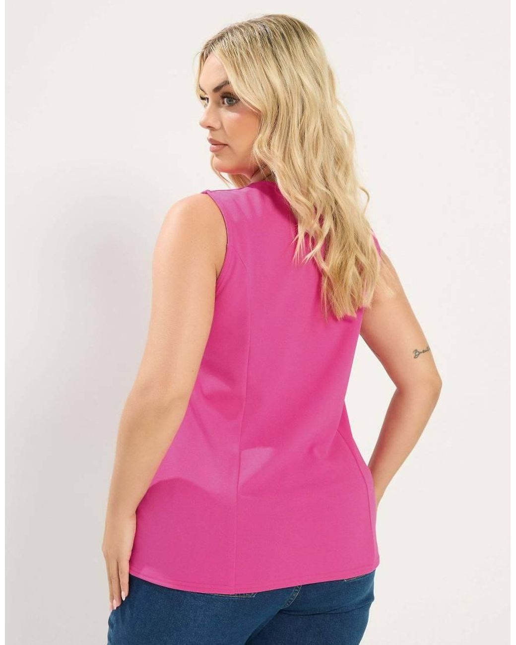 Yours Clothing Pink Asymmetric Button Waistcoat